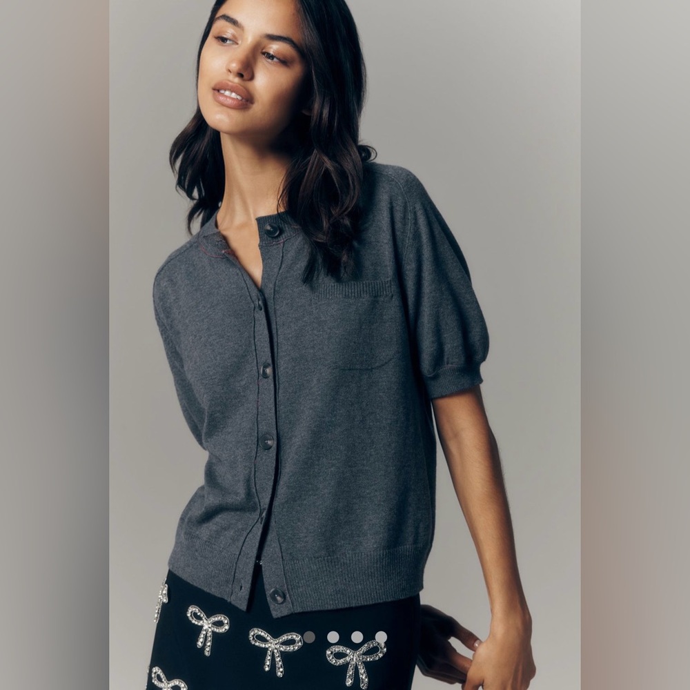 MAEVE SHORT SLEEVE CREW-NECK CARDIGAN